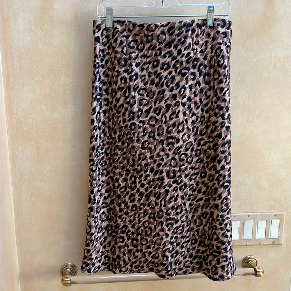 Gerard Darel Leopard Print Midi Skirt